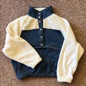 NWT Rag & Bone Blue and Cream Fleece Jacket